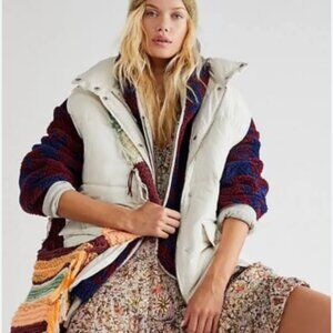 Free People Womens Size M Dreamers Puffa Hooded Oversized Full Zip Puffer Vest